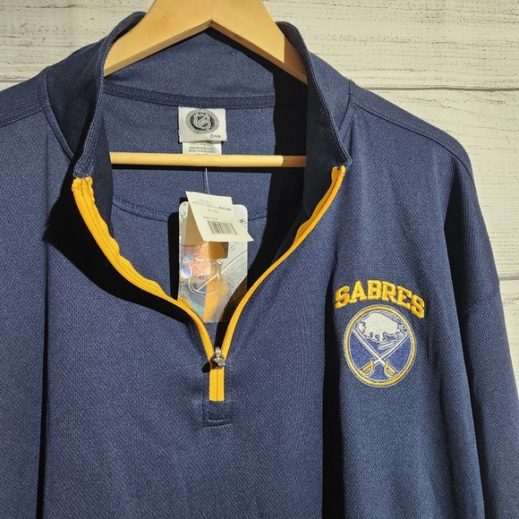 NWT NHL Navy and Yellow Sabres Quarter-Zip Pullover, Size XL - Picture 2 of 8